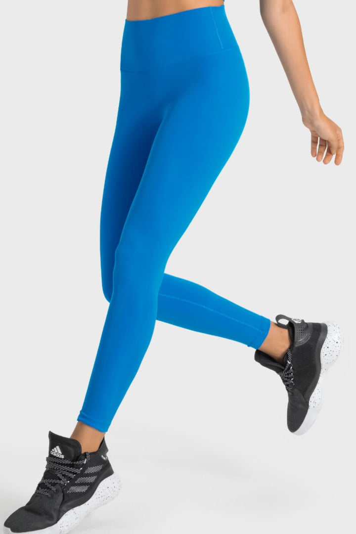High-rise wide waistband ankle-length yoga leggings