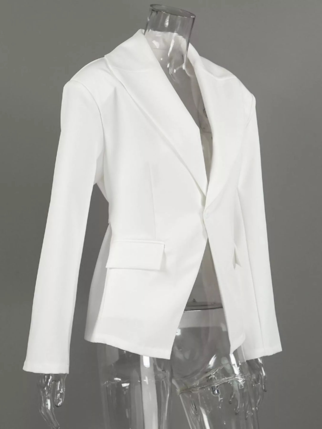 Padded shoulder one-button blazer with notch lapels