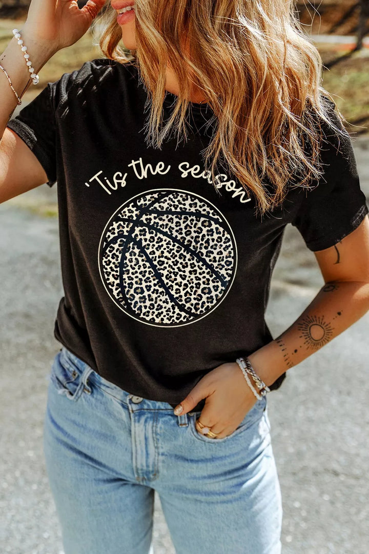 Black Leopard basketball 'Tis the Season graphic crew neck tee