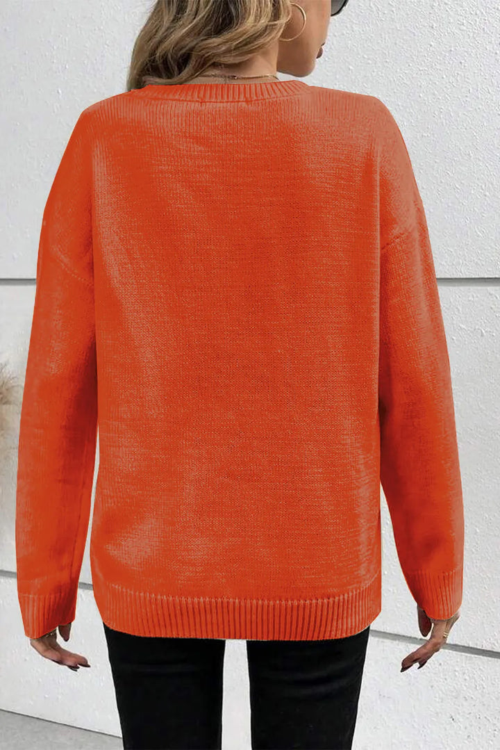 Boo embroidered script crew neck Halloween sweater
