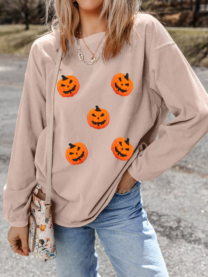 Dust Storm Chenille pumpkin patch ribbed drop shoulder sweatshirt