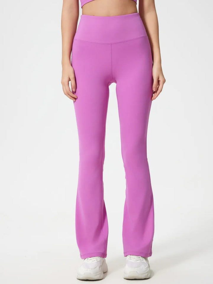 High-waist flare yoga leggings with wide waistband