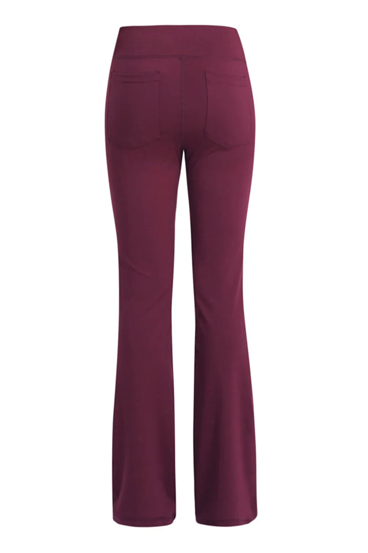 High-waisted flare yoga pants with side phone pockets