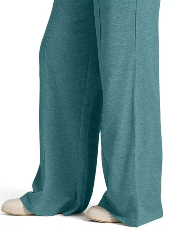 Wide-leg drawstring pants with elastic waist and pockets