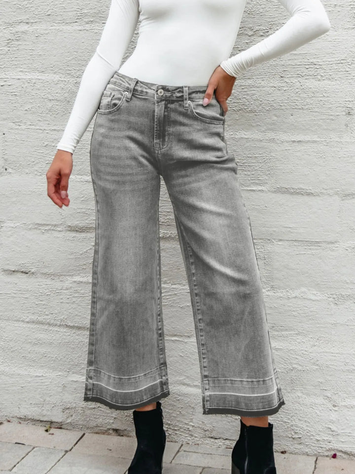 High-rise wide-leg jeans with released hem