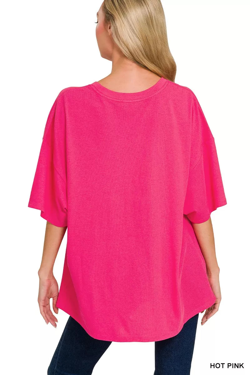 Oversized short sleeve crew neck tunic tee