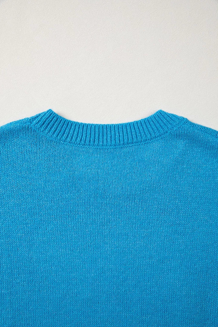 Embroidered bronco rider drop shoulder crewneck sweater