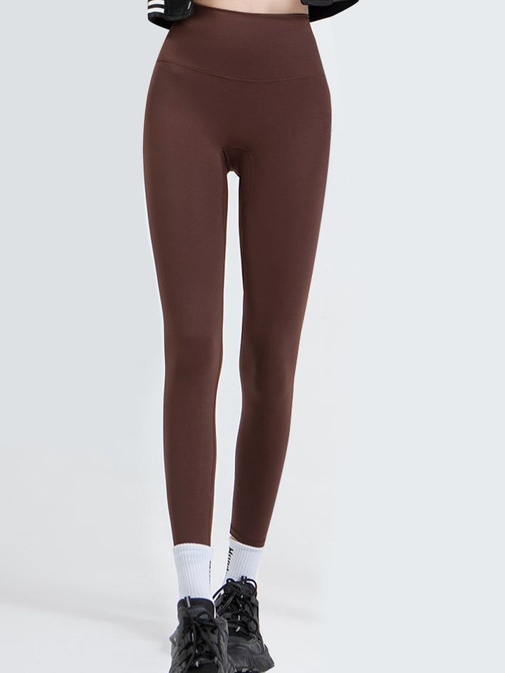 High-rise sports leggings with wide yoke waistband