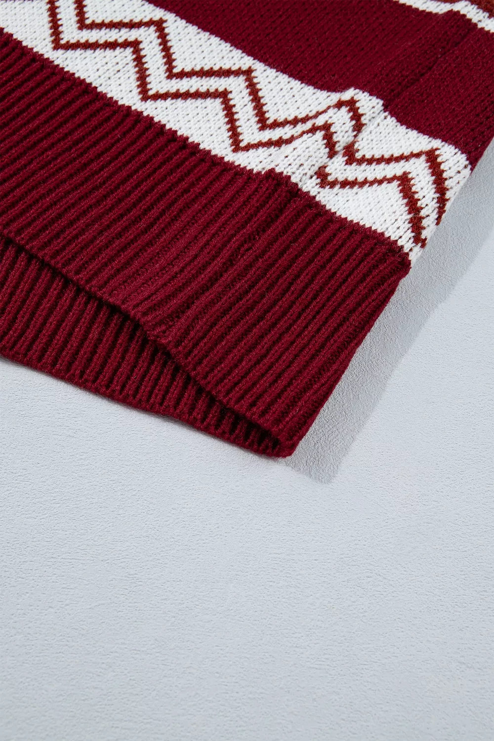 Snowflake Fair Isle zip-up knit cardigan with mock neck