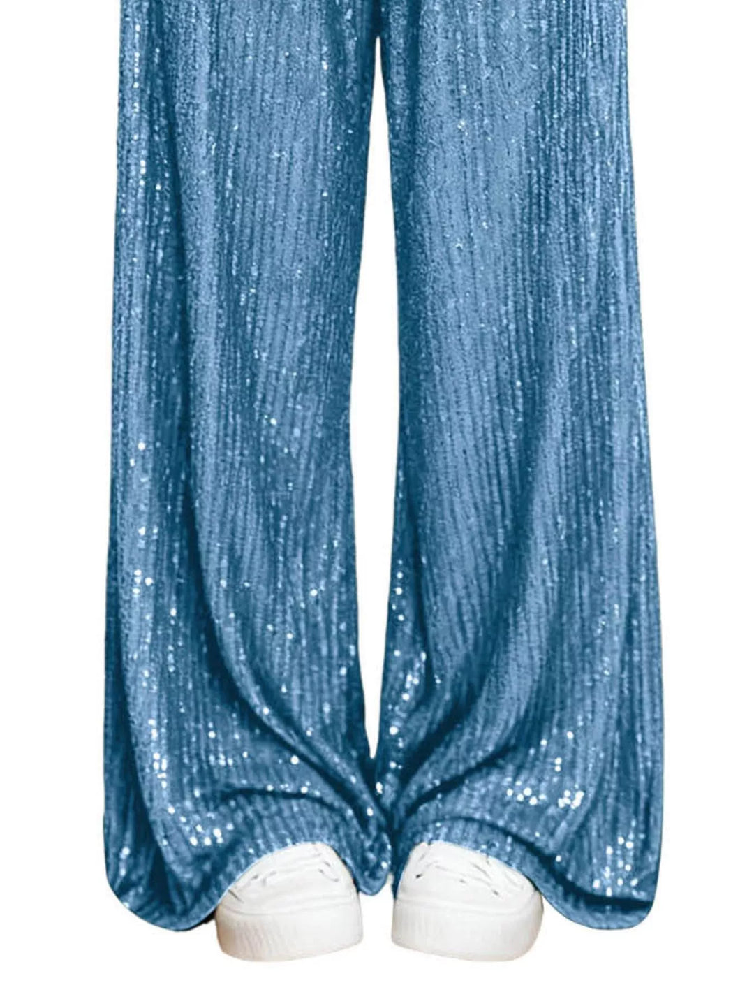 All-over sequin wide-leg pants with elastic waist