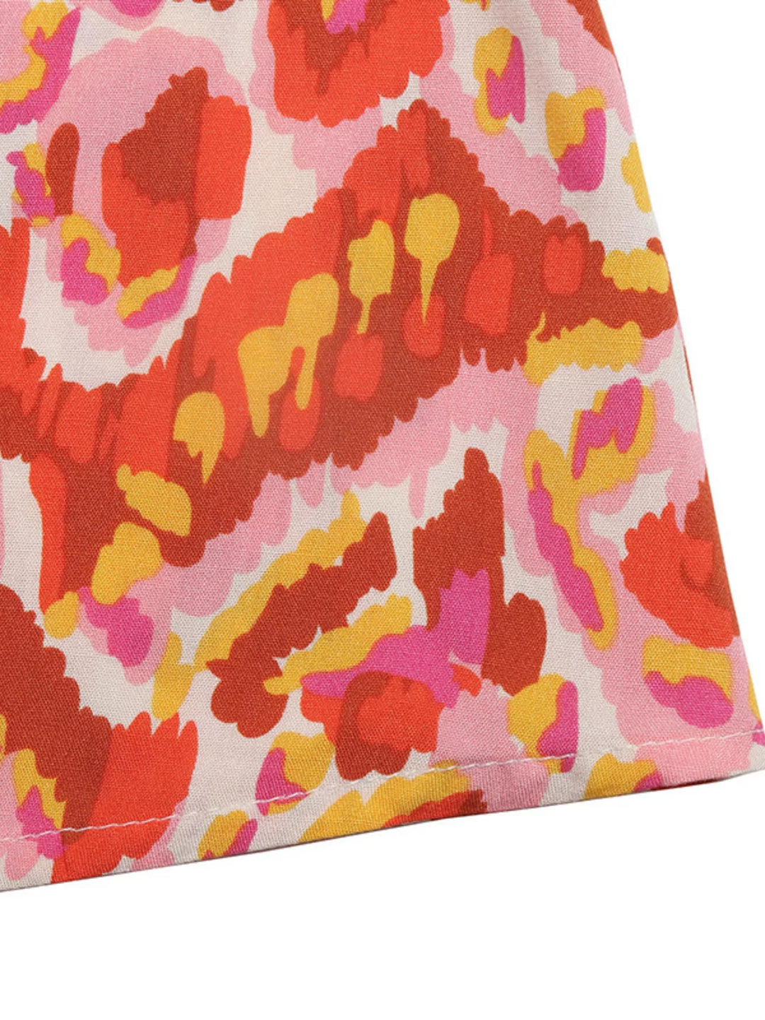 Abstract print smocked V-neck maxi sundress
