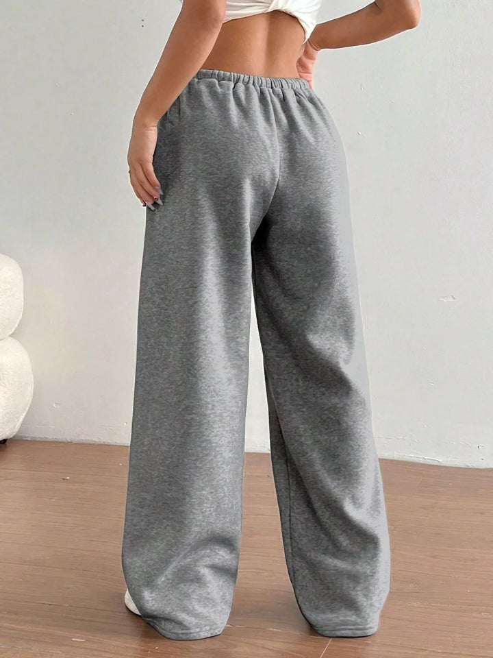 High-waist wide-leg drawstring sweatpants