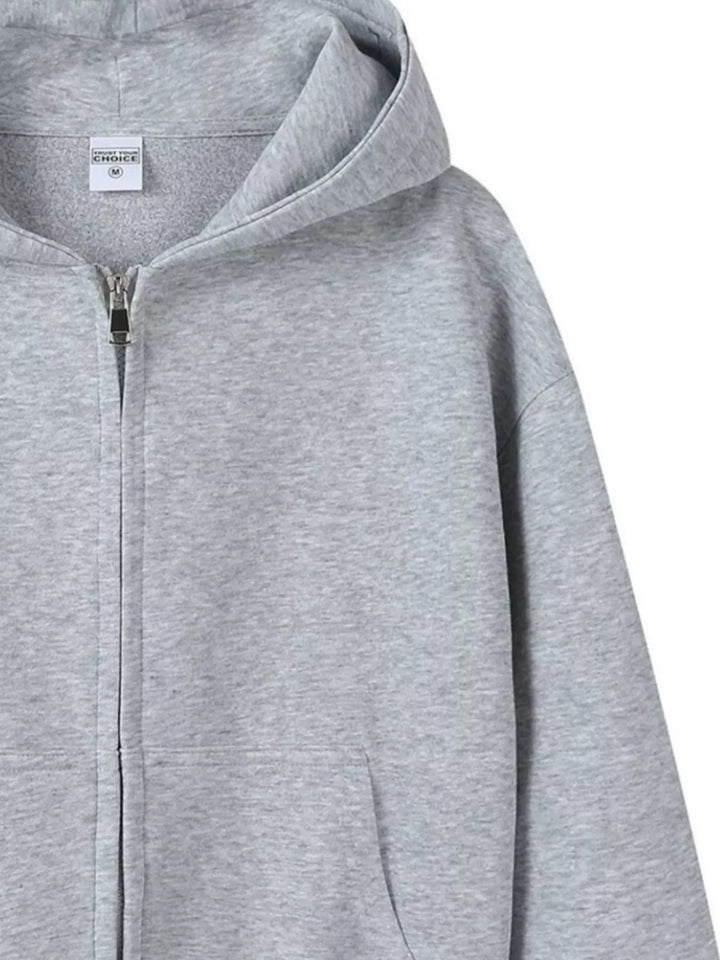 Zip-up hoodie with front pockets and ribbed cuffs