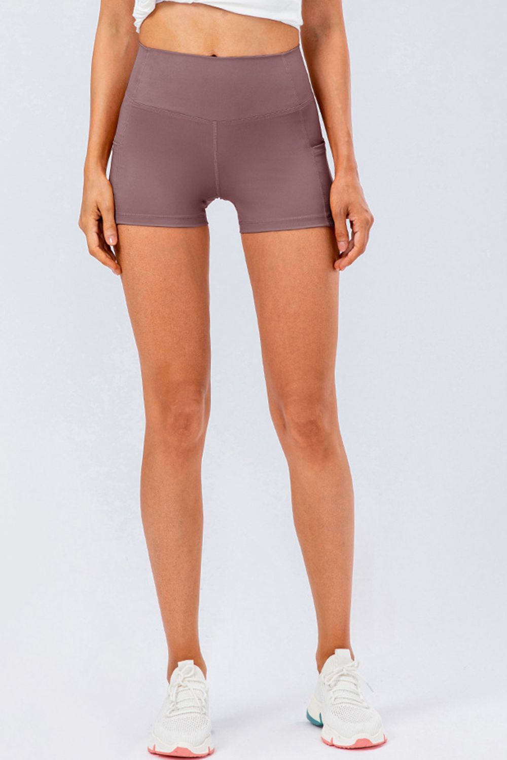 Moonlit Mauve High-rise wide waistband bike shorts with side pockets