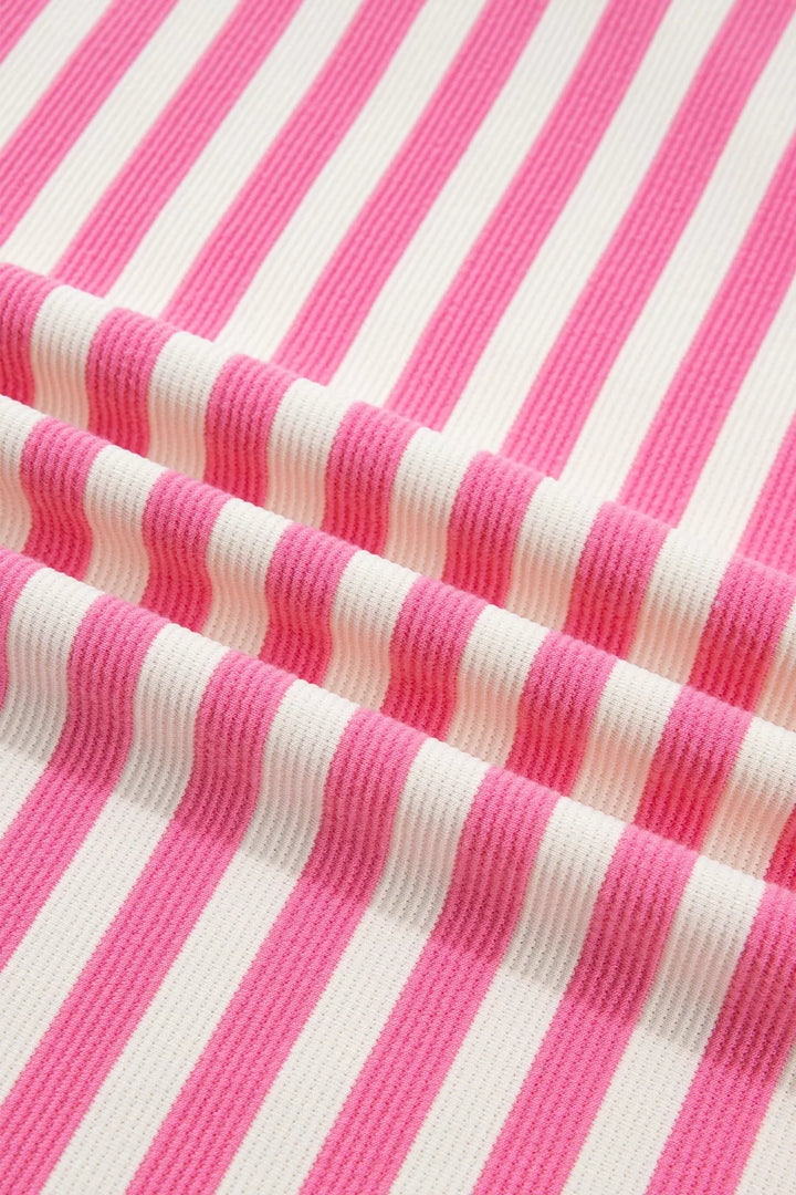 Striped colorblock short sleeve crew neck tee