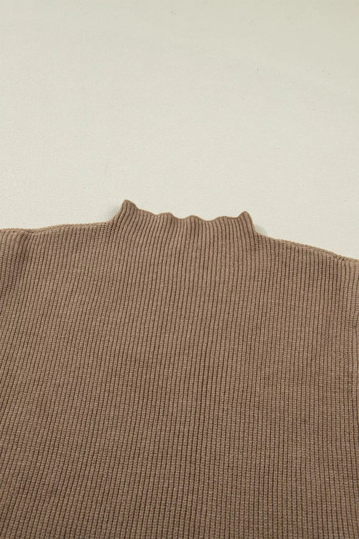 Relaxed ribbed knit mock neck sweater vest