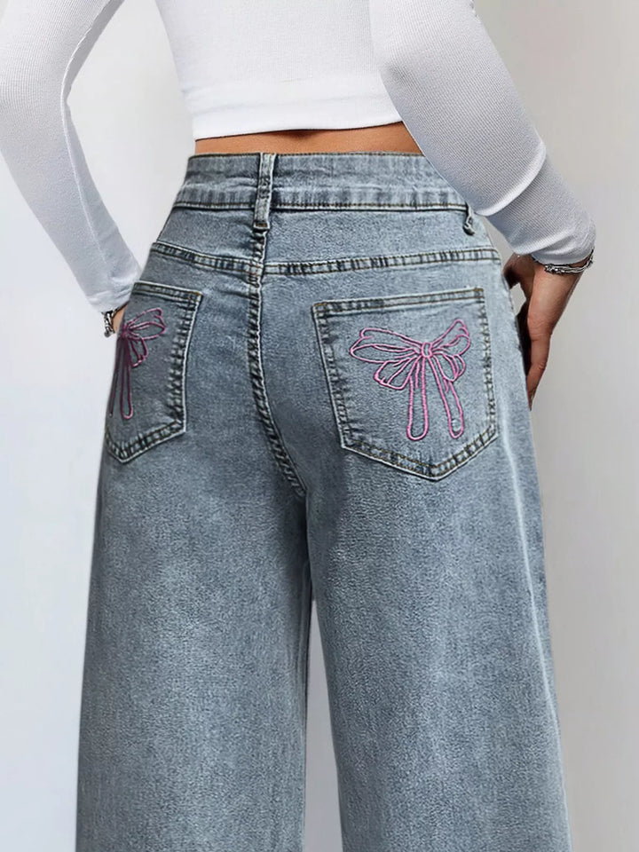High-rise wide-leg jeans with full-length hem