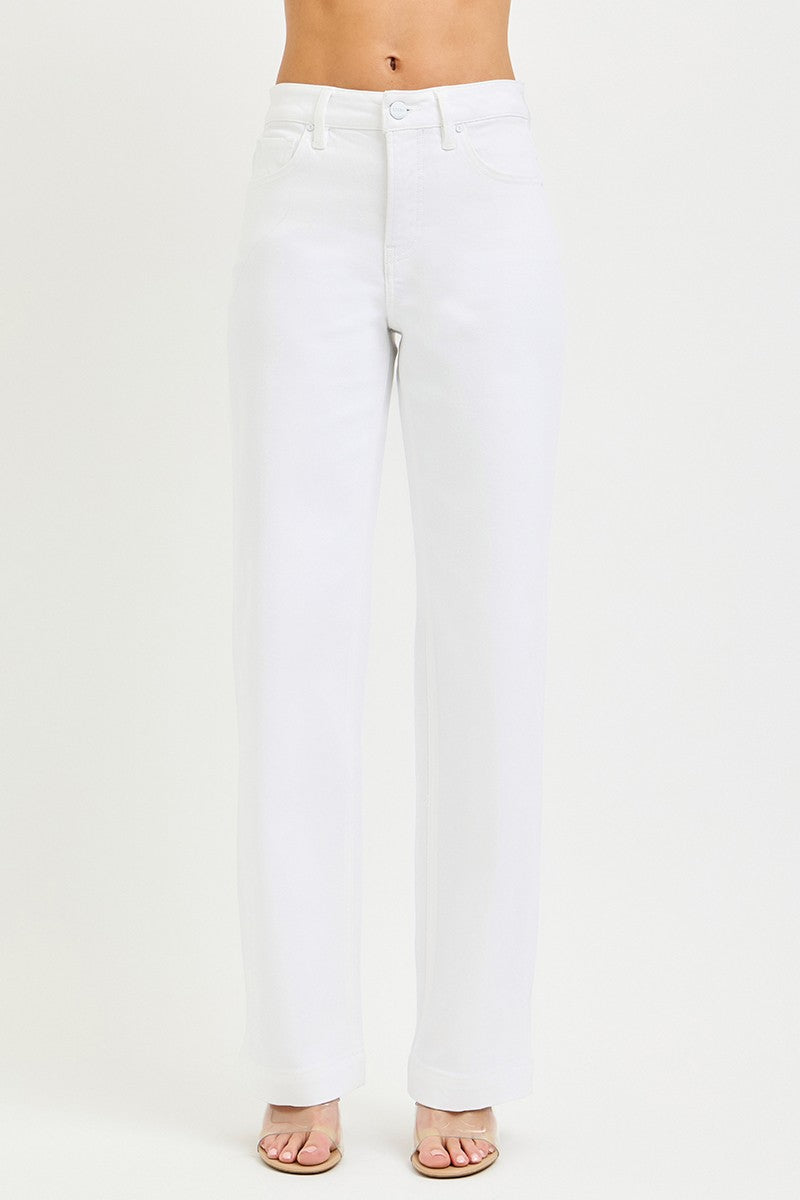 High-rise wide-leg pants with five-pocket detailing