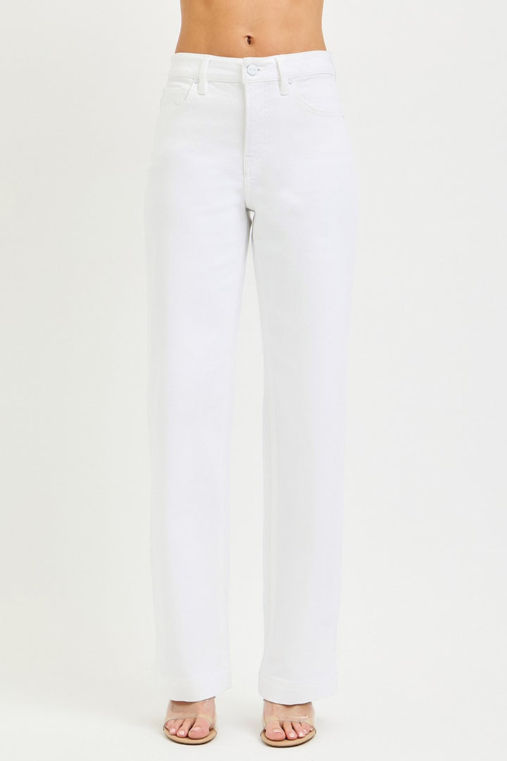 High-rise wide-leg pants with five-pocket detailing