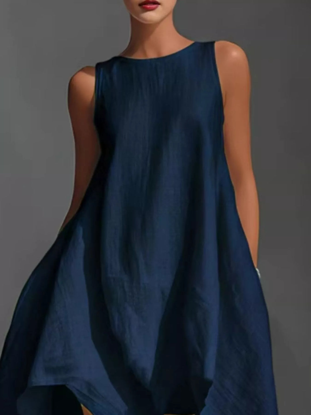 Sleeveless high-low asymmetrical hem dress
