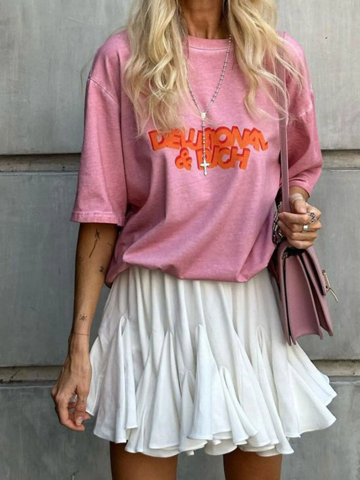 Ruffled hem flare mini skirt with elastic waist