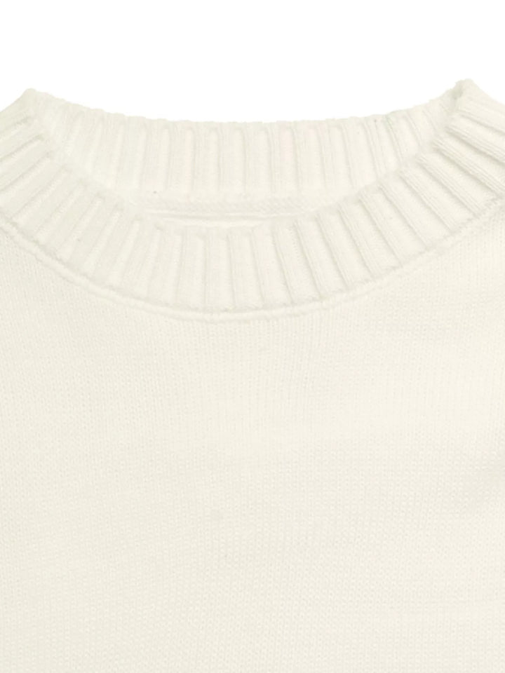Bow graphic knit crewneck pullover sweater