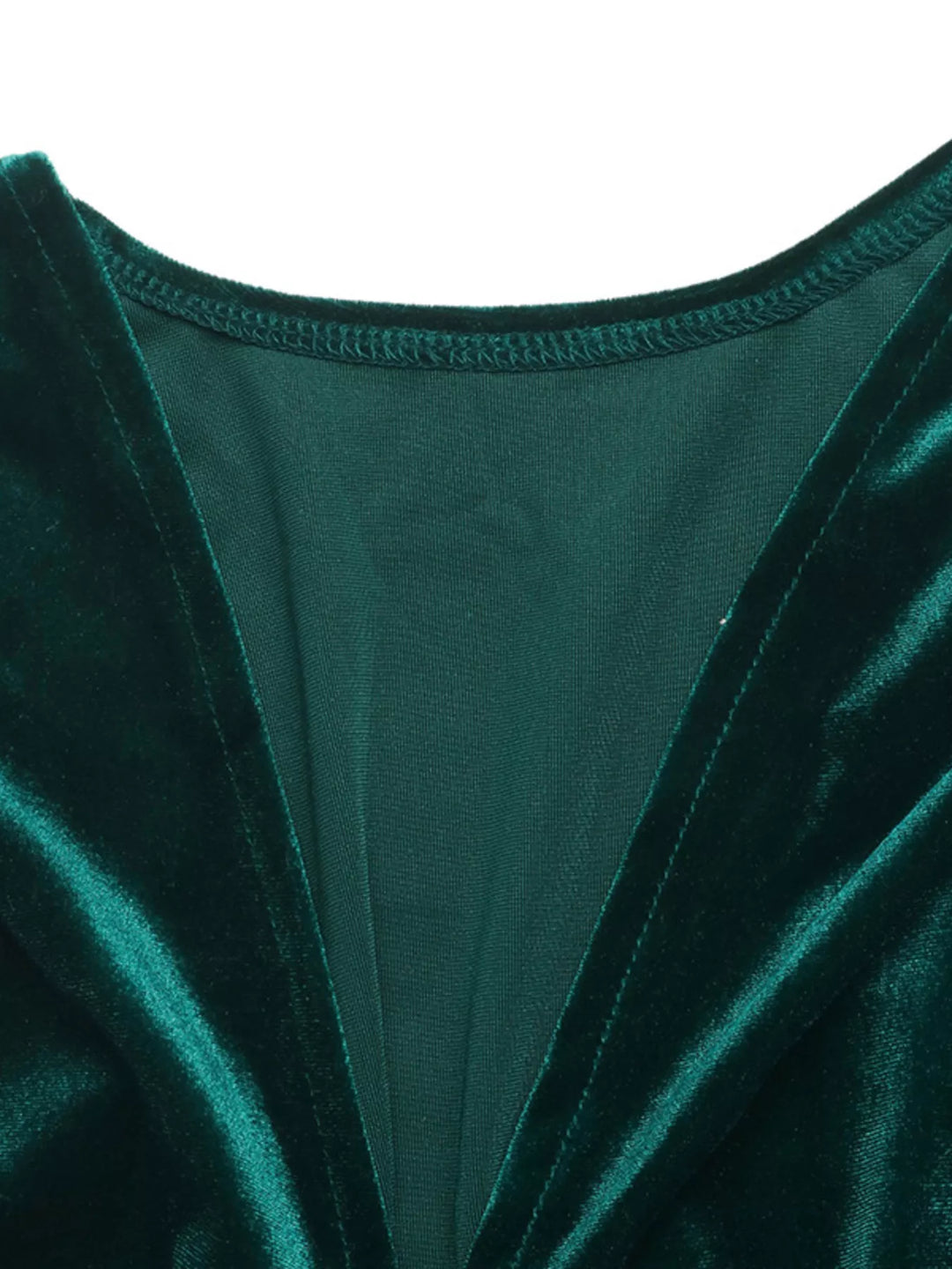 Velvet long sleeve maxi dress with pearl trim V-neck