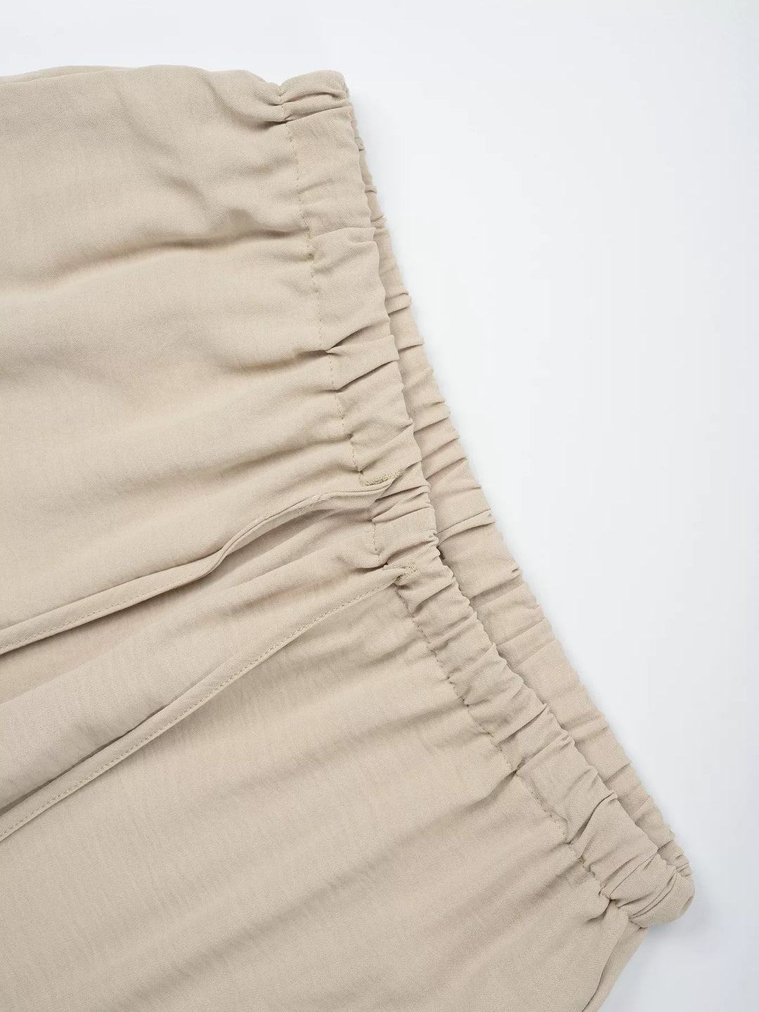 Linen-look drawstring wide-leg pants with side pockets