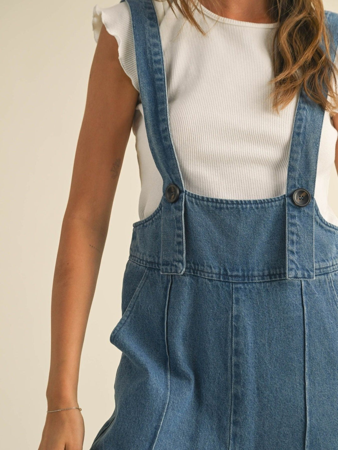 Vintage wide-leg cropped denim overalls with pockets