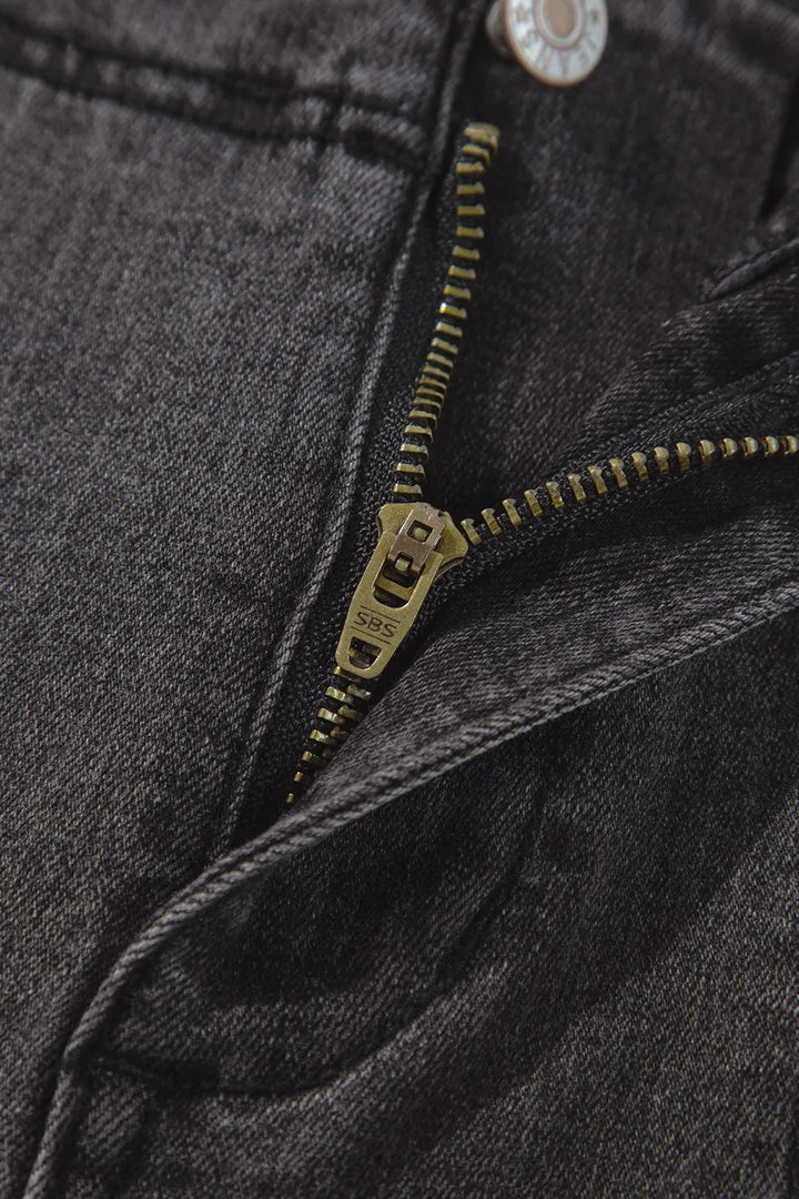 Vintage wash high-rise wide-leg jeans with patch pockets