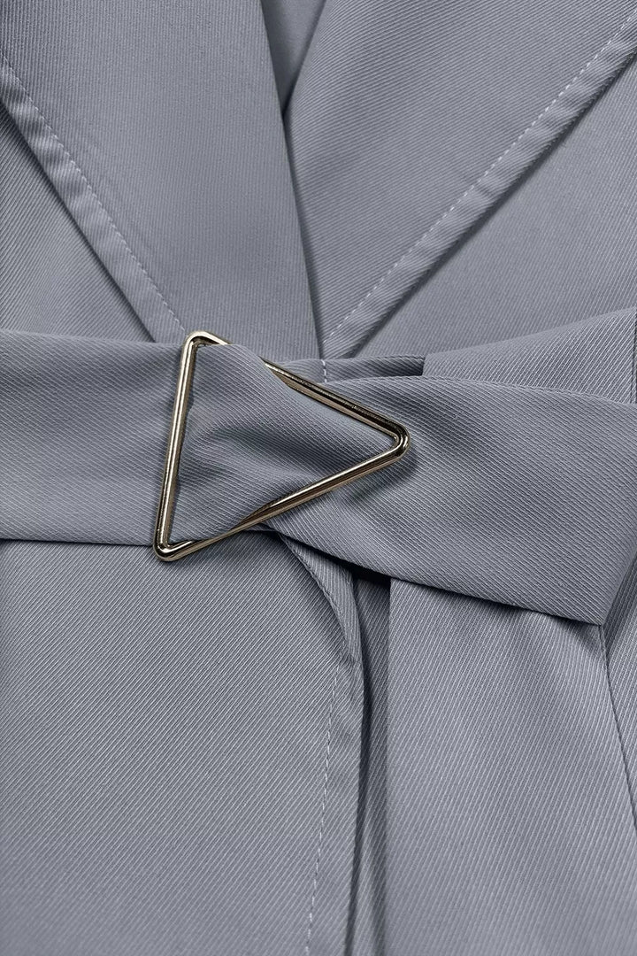 Wide lapel belted trench coat with epaulette tabs