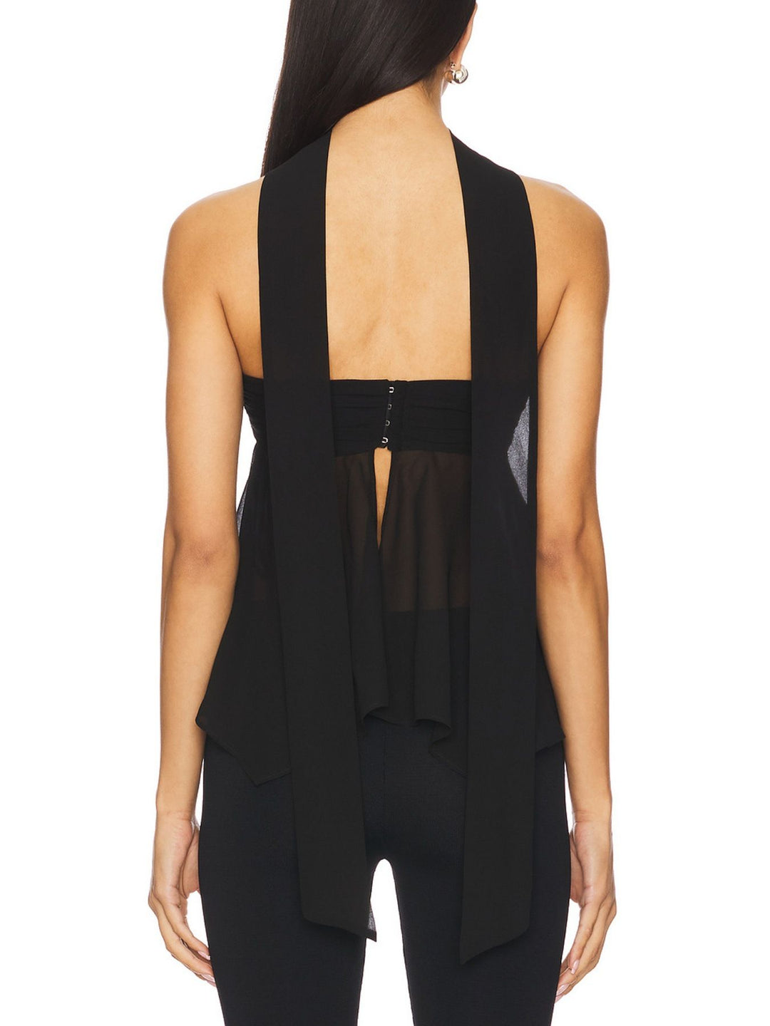 Sheer strapless tube top with handkerchief hem and scarf