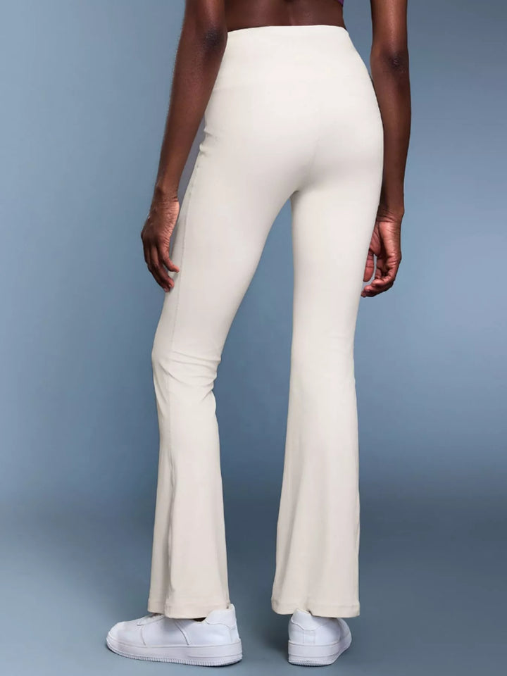 High-rise flare yoga pants with wide waistband