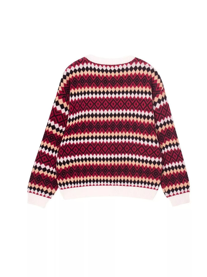 Geometric Fair Isle knit crew neck sweater