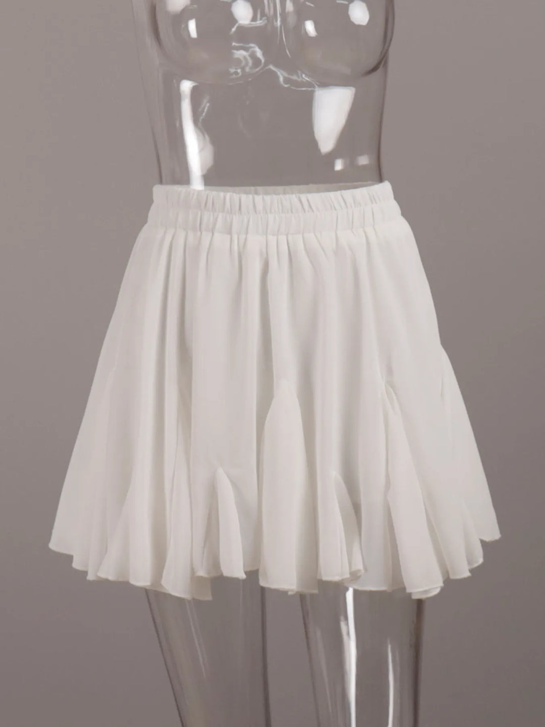 Ruffled hem flare mini skirt with elastic waist