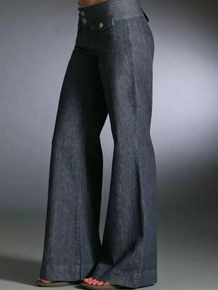 High-rise wide-leg jeans with flap pocket detail