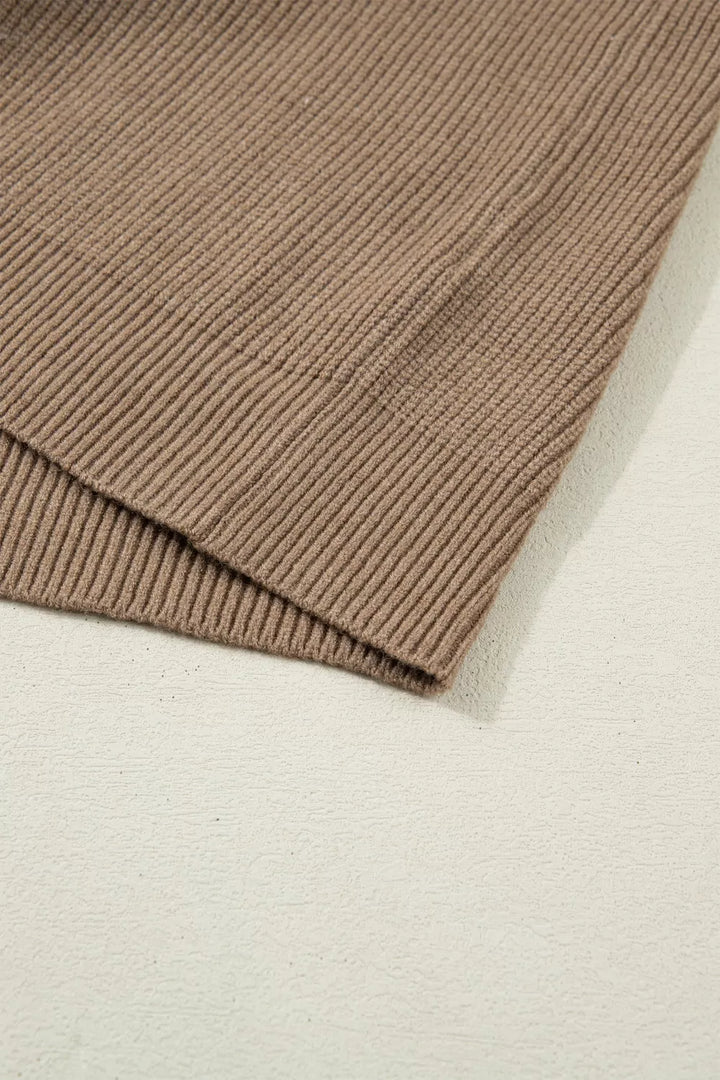 Relaxed ribbed knit mock neck sweater vest