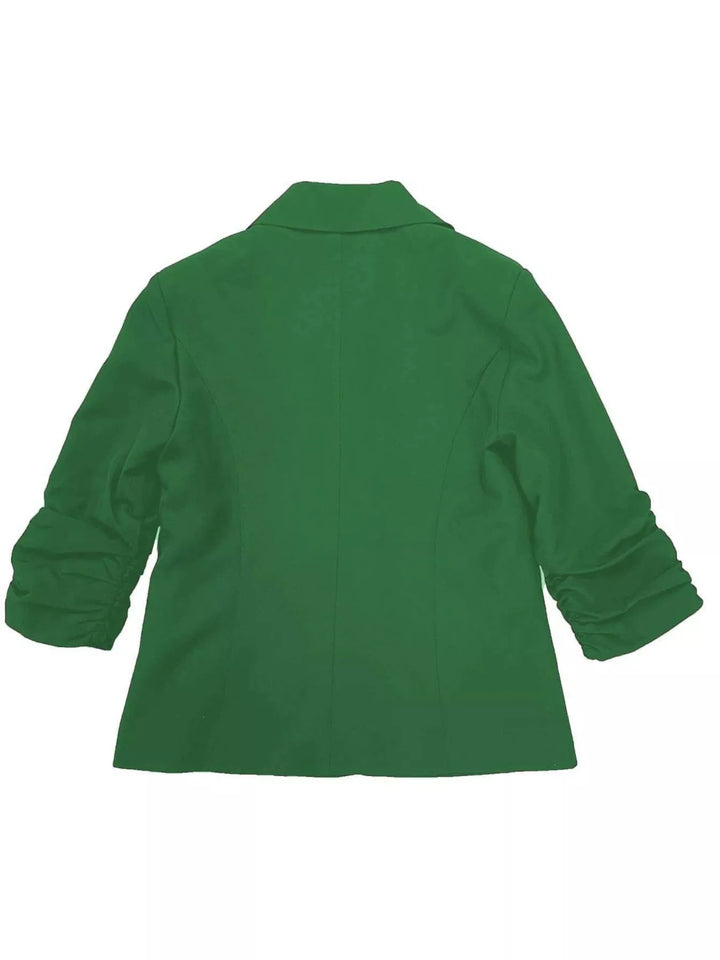 Ruched sleeve notched lapel one-button blazer