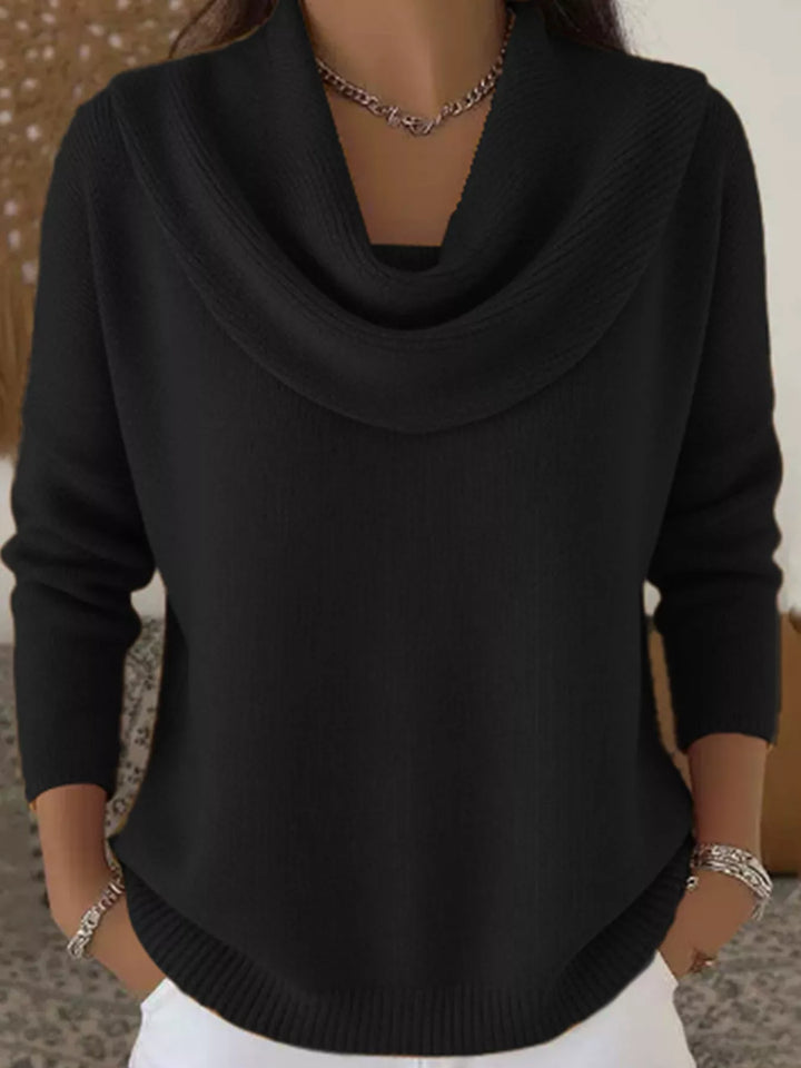 Black Drape cowl neck long sleeve knit sweater