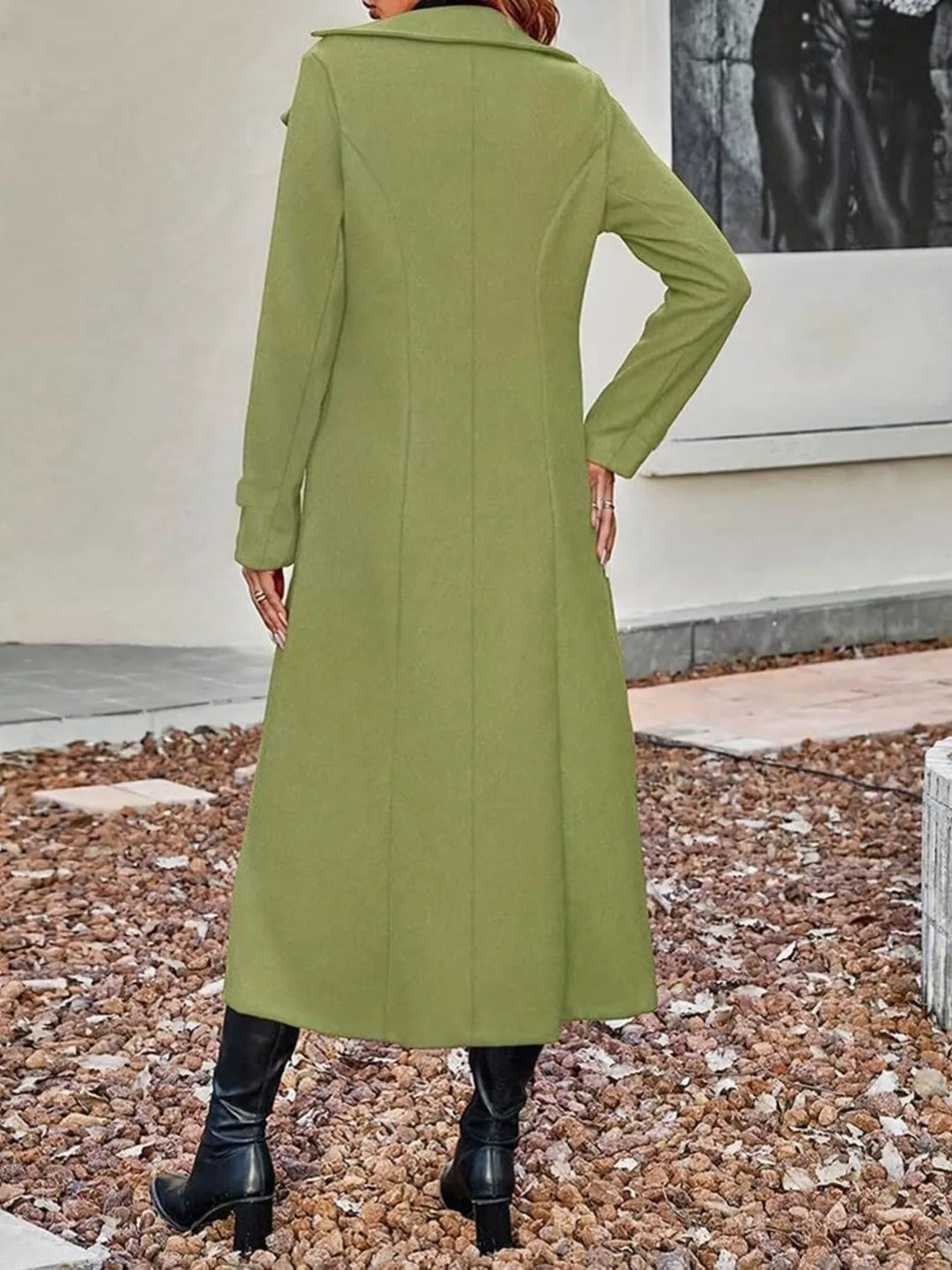 Double-breasted longline trench coat with notch lapels - Tan