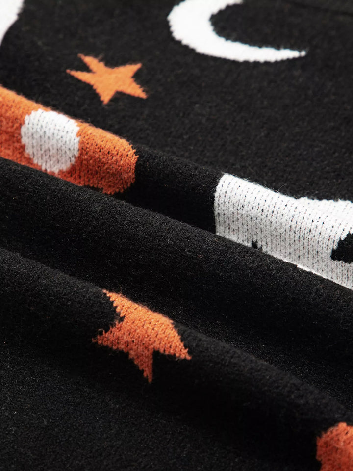 Halloween pumpkin print crew neck pullover sweater