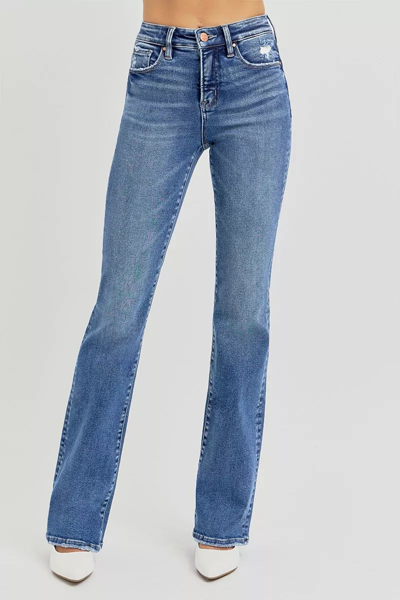 Tummy control high-rise straight leg jeans