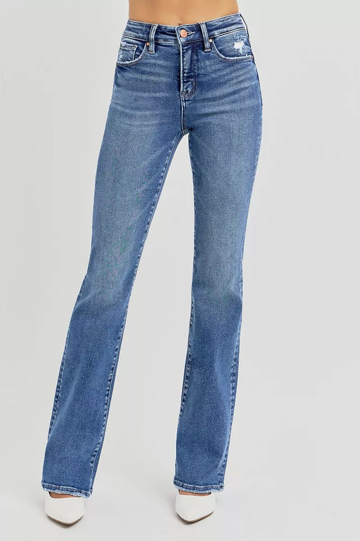 Tummy control high-rise straight leg jeans