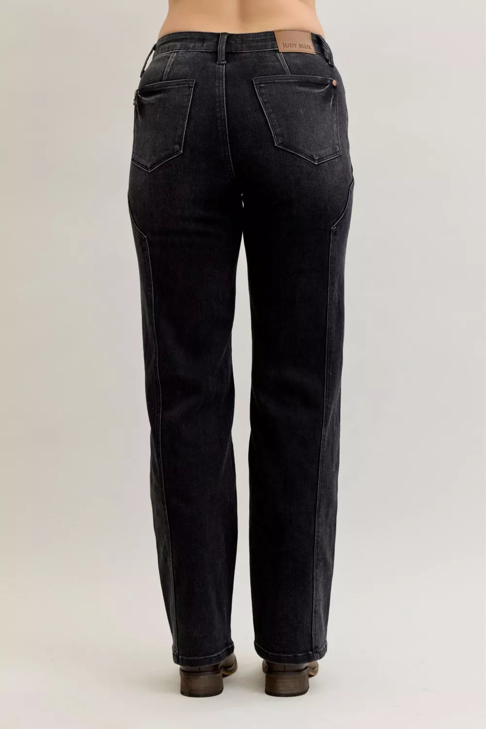 Mid-rise straight leg jeans with western seam detail