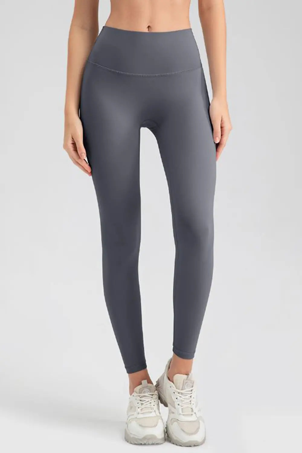 Charcoal Wide waistband high-rise stretch sport leggings