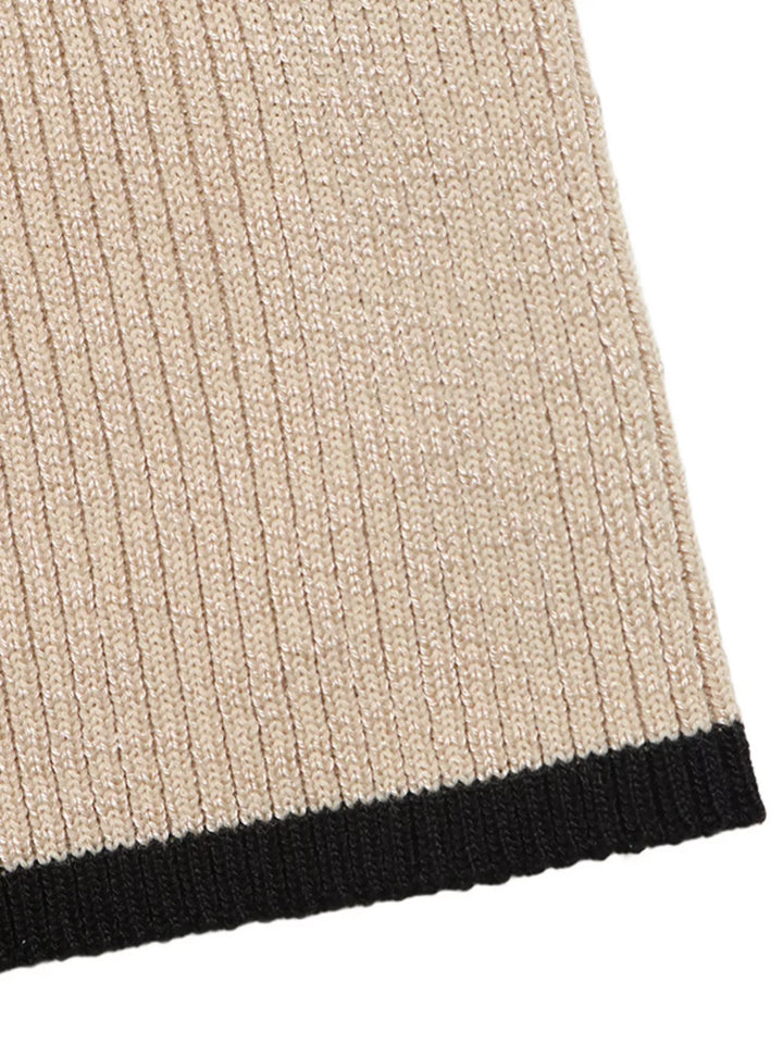 Ribbed knit mock neck flare sleeve mini sweater dress