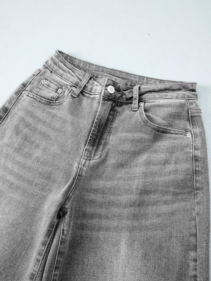 High-rise wide-leg jeans with released hem