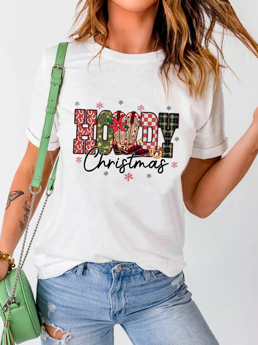 Howdy Christmas western graphic crew neck tee