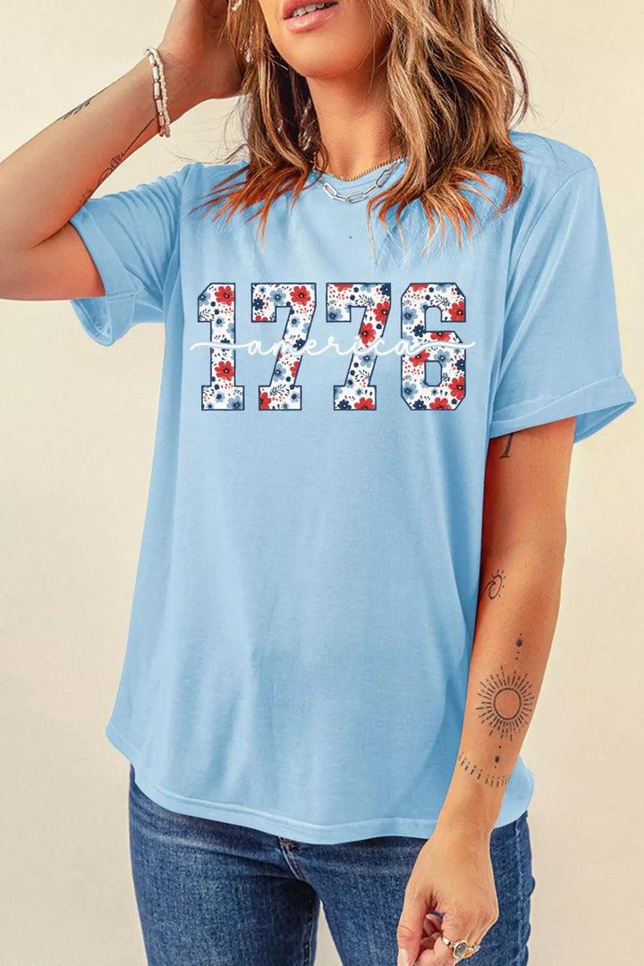 1776 America floral graphic relaxed tee