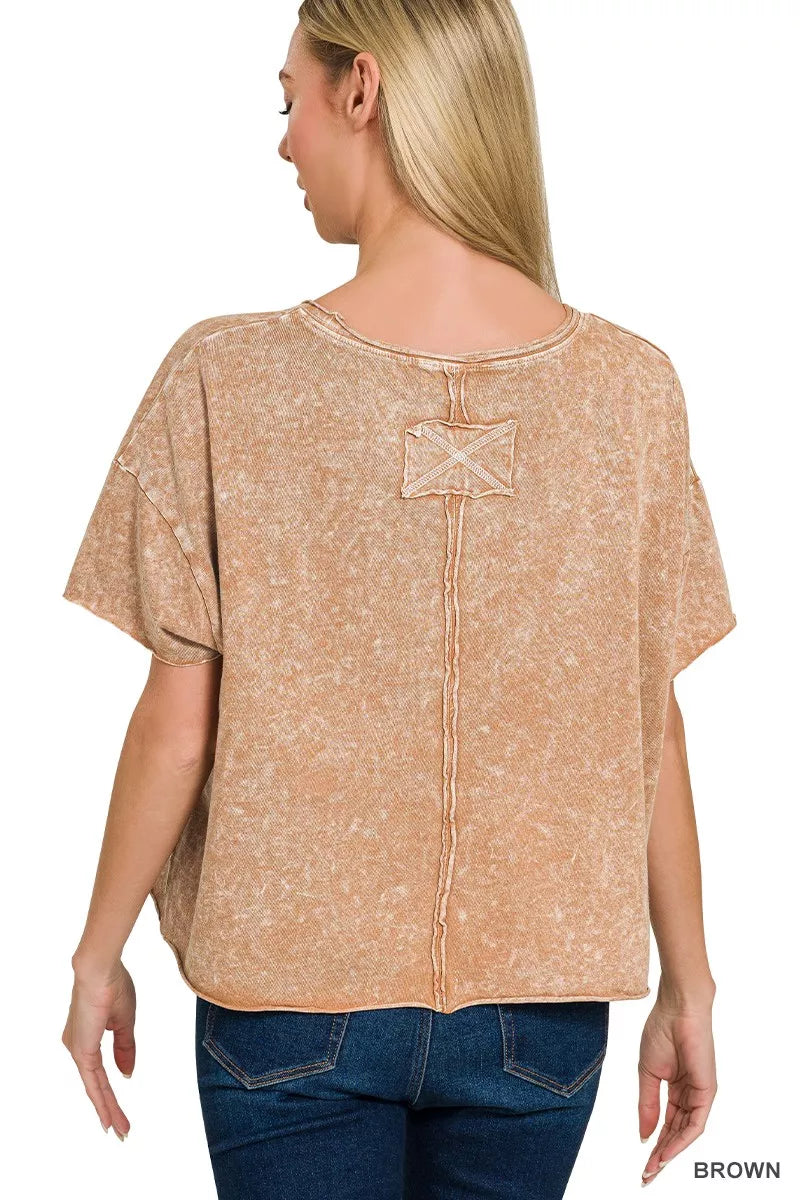 Mineral wash boxy short sleeve tee with drop shoulders